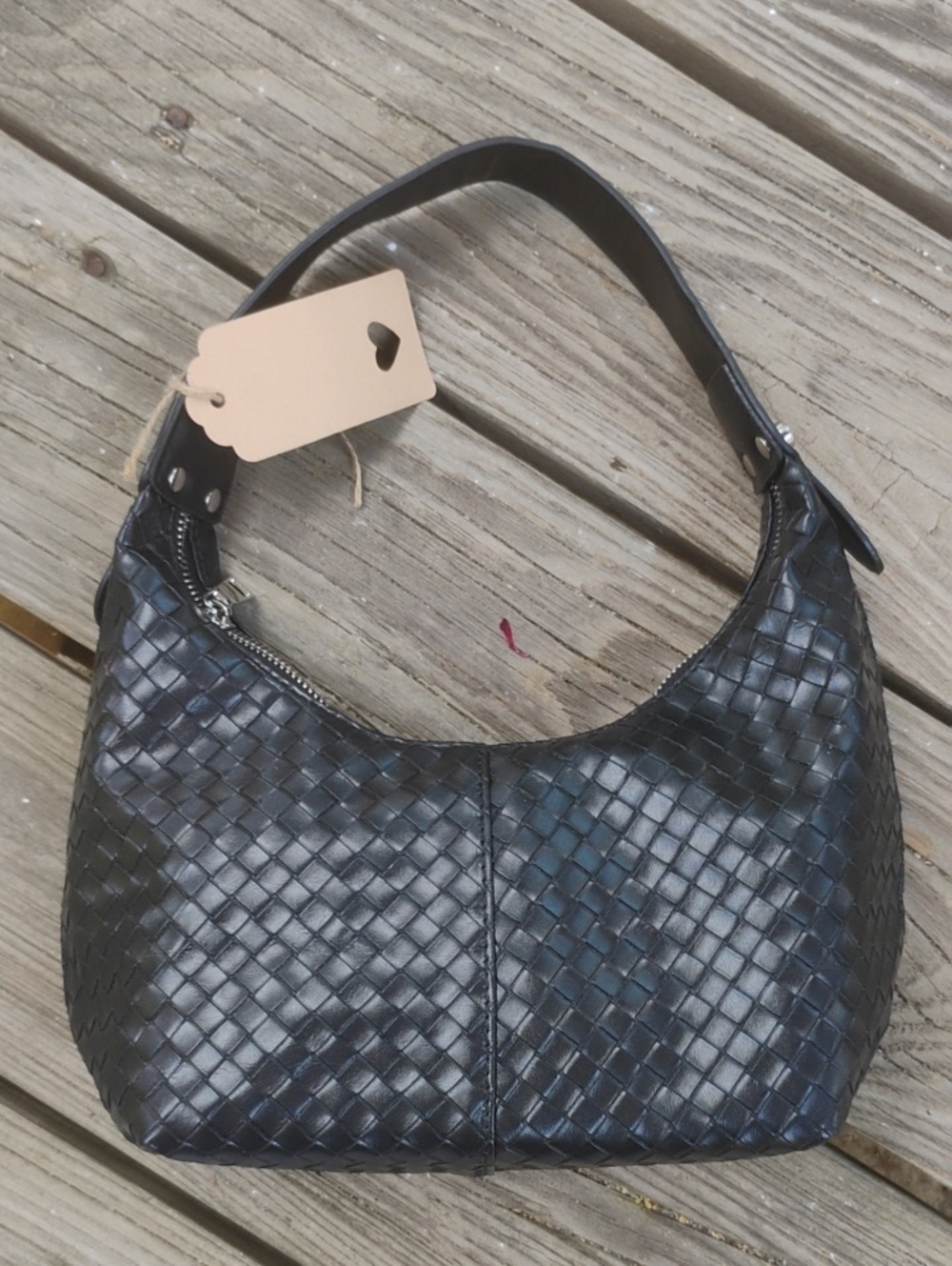 Black Woven Shoulder Bag - Classic Women's Hobo